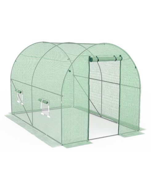 Serre tunnel de jardin gamme maraîchère bâche renforcée verte - 300x200x200 cm