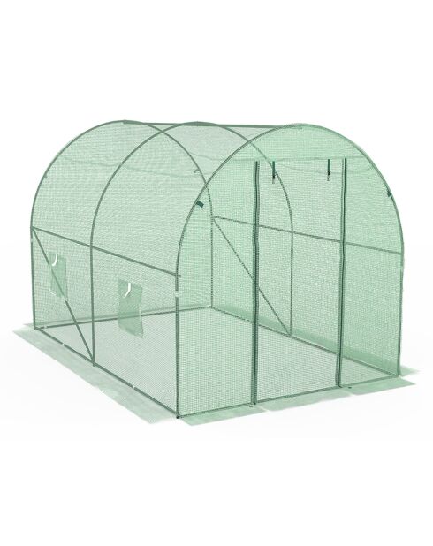 Serre tunnel de jardin gamme maraîchère bâche renforcée verte - 300x200x200 cm