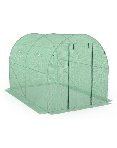 Serre tunnel de jardin gamme toutes saisons bâche renforcée verte - 300x200x200 cm