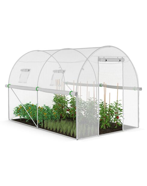 Serra a tunnel da giardino, gamma per tutte le stagioni, telone rinforzato bianco - 300x200x200 cm