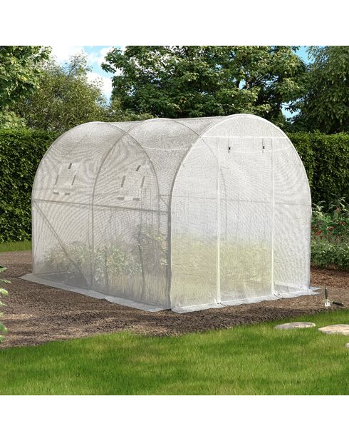 Serra a tunnel da giardino, gamma per tutte le stagioni, telone rinforzato bianco - 300x200x200 cm