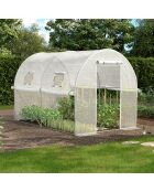 Serra a tunnel da giardino, gamma per tutte le stagioni, telone rinforzato bianco - 300x200x200 cm