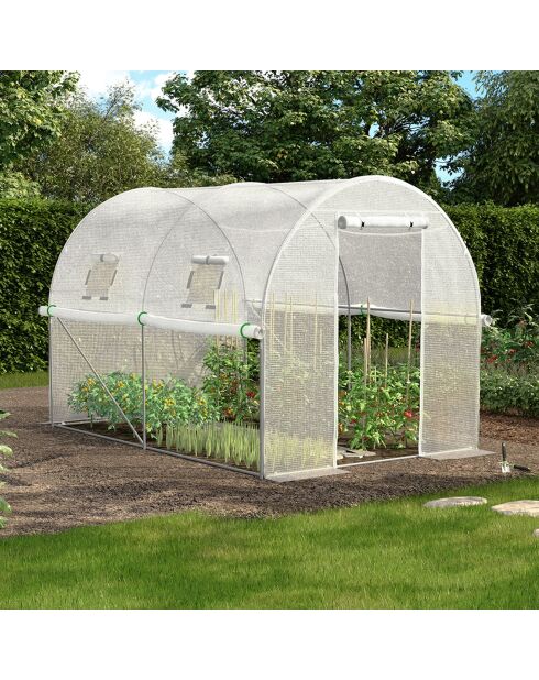 Serra a tunnel da giardino, gamma per tutte le stagioni, telone rinforzato bianco - 300x200x200 cm