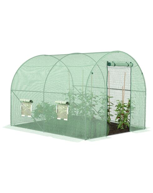 Serre tunnel de jardin gamme maraîchère bâche renforcée verte - 300x200x200 cm