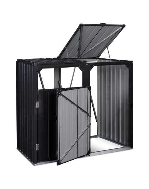 Cache poubelles double en métal gris anthracite - 147x80x120 cm