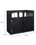 Cache poubelles double en métal gris anthracite - 147x80x120 cm