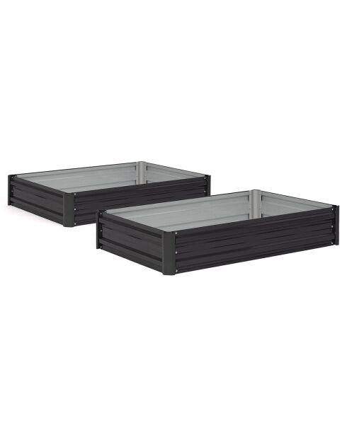 2 Carrés de potager en métal  gris anthracite - 115x80x20 cm