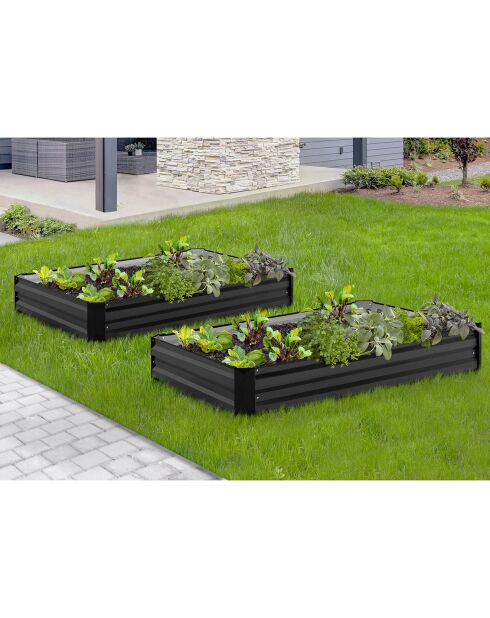 2 quadrati per orto in metallo grigio antracite - 115x80x20 cm