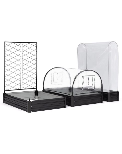 Carrés et serres de potager kit complet en métal gris anthracite