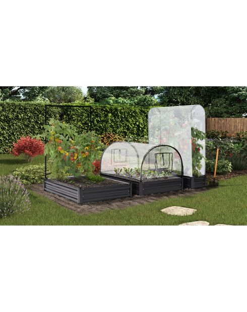 Carrés et serres de potager kit complet en métal gris anthracite
