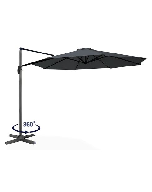 Parasol 360° rond avec housse gris - 300x300x255 cm