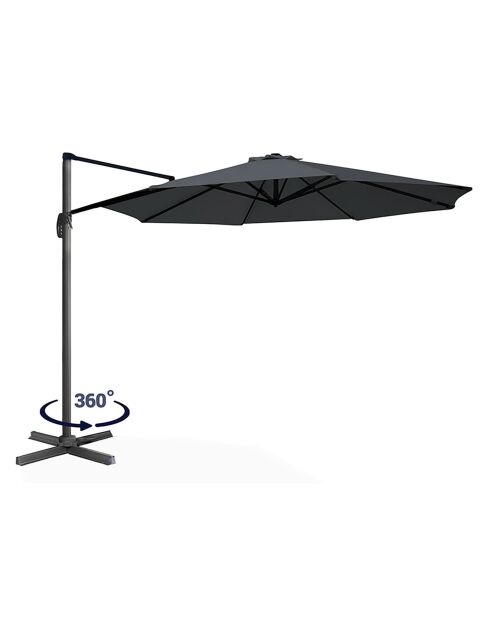 Parasol 360° rond avec housse gris - 300x300x255 cm