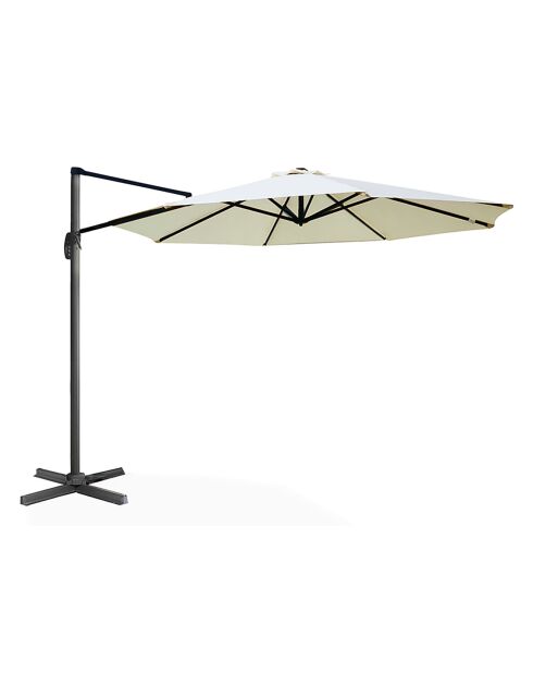 Parasol 360° rond avec housse gris/crème - 300x300x255 cm