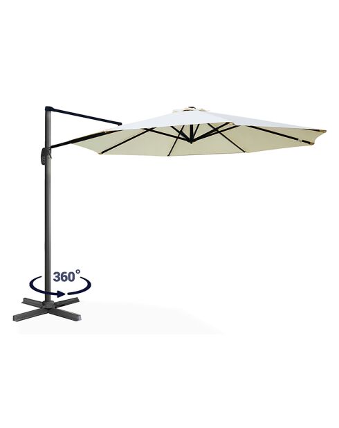 Parasol 360° rond avec housse gris/crème - 300x300x255 cm