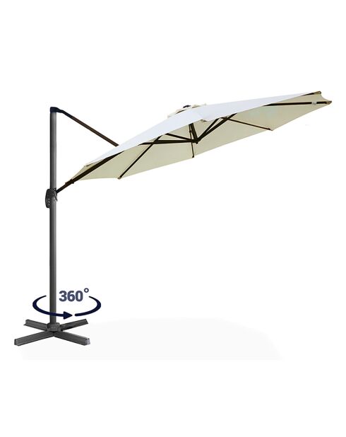 Parasol 360° rond avec housse gris/crème - 300x300x255 cm