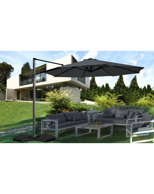 Parasol 360° rond avec housse gris - 300x300x255 cm