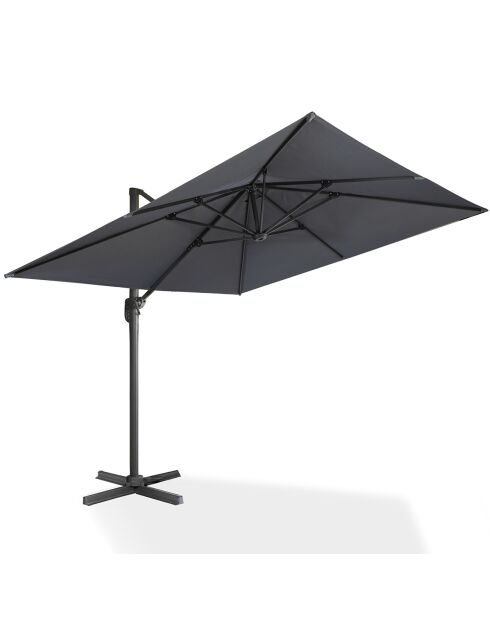 Parasol 360° carré avec housse gris anthracite/gris - 300x300x270 cm