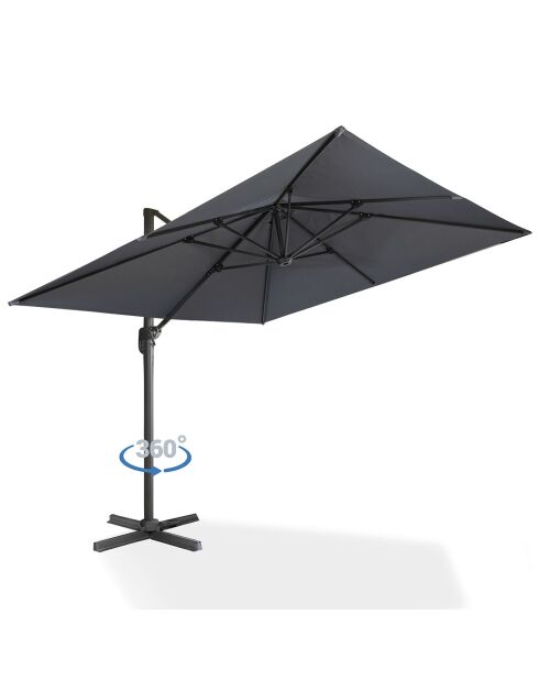 Parasol 360° carré avec housse gris anthracite/gris - 300x300x270 cm