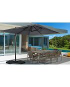 Parasol 360° carré avec housse gris anthracite/gris - 300x300x270 cm