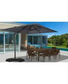 Parasol 360° carré avec housse gris anthracite/gris - 300x300x270 cm