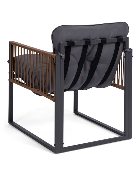 Salon de jardin Ozéa 4 places en métal et cordage gris anthracite/rotin