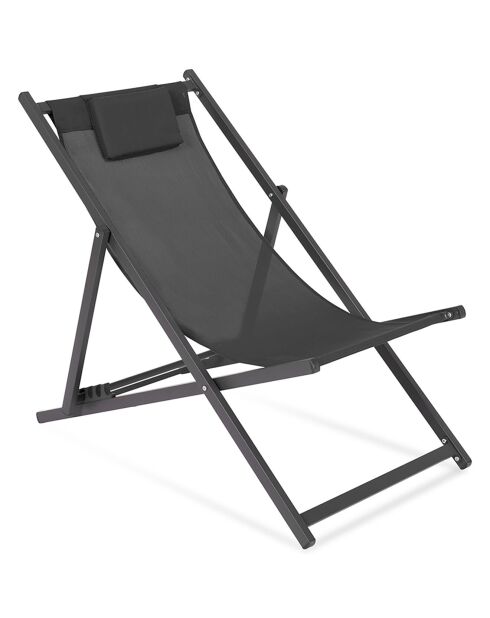 2 Chiliennes en métal et toile gris anthracite - 102x61x82 cm