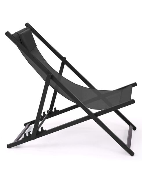 2 Chiliennes en métal et toile gris anthracite - 102x61x82 cm