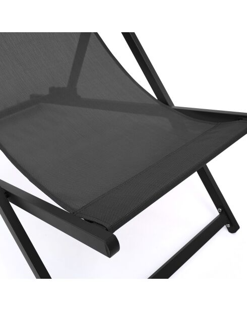 2 Chiliennes en métal et toile gris anthracite - 102x61x82 cm