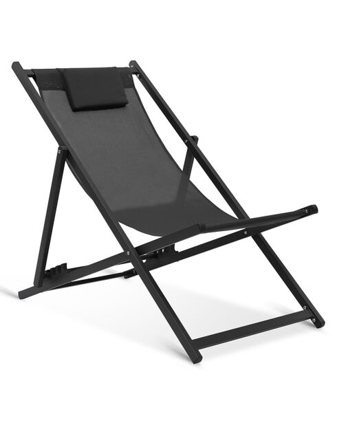 2 Chiliennes en métal et toile gris anthracite - 102x61x82 cm