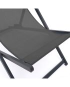 2 Chiliennes en métal et toile gris anthracite - 102x61x82 cm
