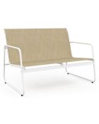 Salon de jardin Minorca 4 places en textiléne et verre trempé blanc/beige chiné