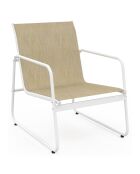 Salon de jardin Minorca 4 places en textiléne et verre trempé blanc/beige chiné