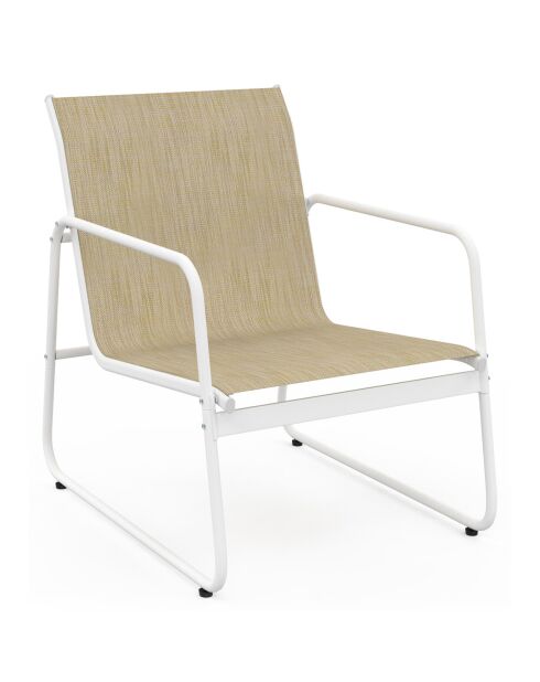 Salon de jardin Minorca 4 places en textiléne et verre trempé blanc/beige chiné