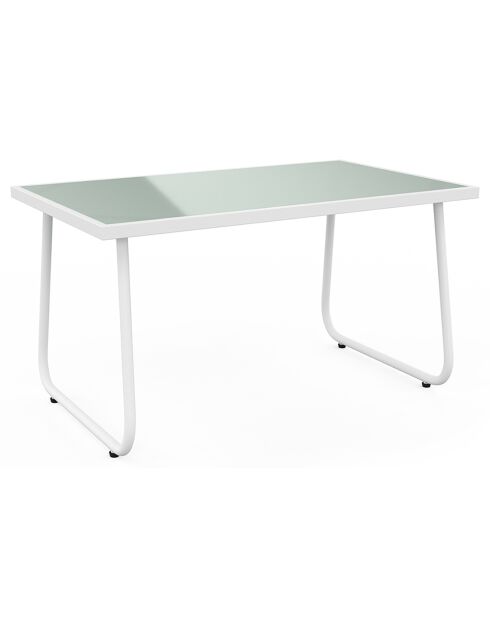 Salon de jardin Minorca 4 places en textiléne et verre trempé blanc/beige chiné