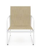 Salon de jardin Minorca 4 places en textiléne et verre trempé blanc/beige chiné