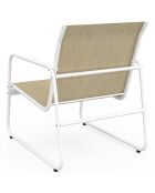 Salon de jardin Minorca 4 places en textiléne et verre trempé blanc/beige chiné