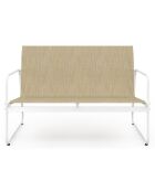 Salon de jardin Minorca 4 places en textiléne et verre trempé blanc/beige chiné