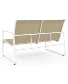 Salon de jardin Minorca 4 places en textiléne et verre trempé blanc/beige chiné