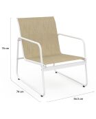 Salon de jardin Minorca 4 places en textiléne et verre trempé blanc/beige chiné