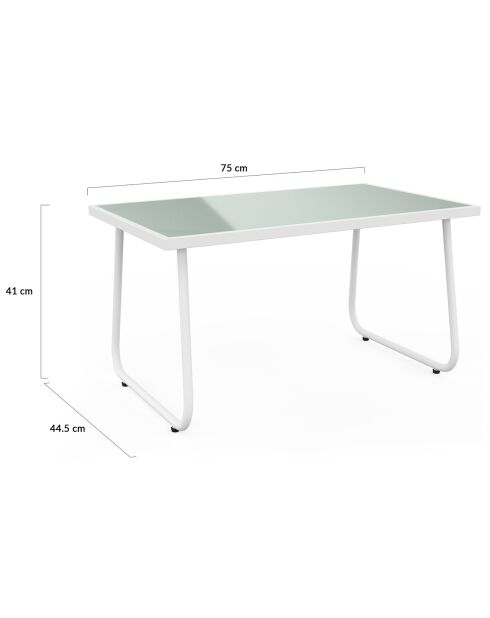 Salon de jardin Minorca 4 places en textiléne et verre trempé blanc/beige chiné