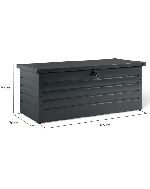 Caja de almacenamiento exterior gris antracita en acero galvanizado gris antracita - 165x70x63 cm