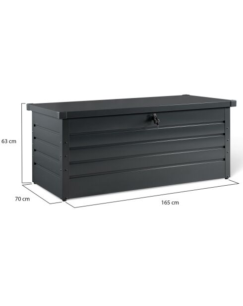 Coffre de rangement pour extérieur gris anthracite en acier galvanisé gris anthracite - 165x70x63 cm