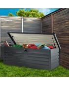 Coffre de rangement pour extérieur gris anthracite en acier galvanisé gris anthracite - 165x70x63 cm
