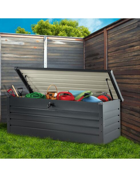 Coffre de rangement pour extérieur gris anthracite en acier galvanisé gris anthracite - 165x70x63 cm