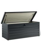 Coffre de rangement pour extérieur gris anthracite en acier galvanisé gris anthracite - 165x70x63 cm
