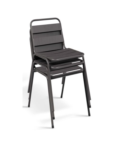 6 Chaises de jardin en acier empilables gris anthracite - 44x45x76 cm