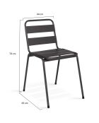 6 Chaises de jardin en acier empilables gris anthracite - 44x45x76 cm