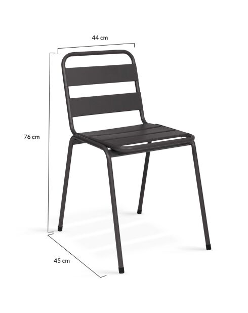 6 Chaises de jardin en acier empilables gris anthracite - 44x45x76 cm