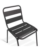 6 Chaises de jardin en acier empilables gris anthracite - 44x45x76 cm