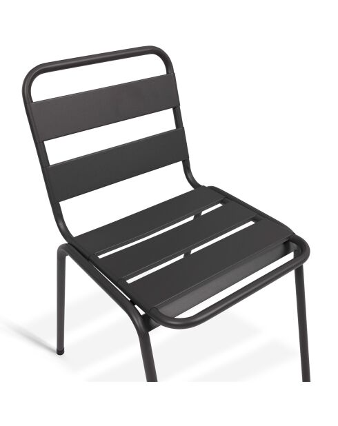 6 Chaises de jardin en acier empilables gris anthracite - 44x45x76 cm